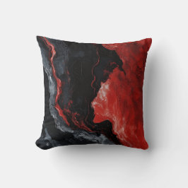 Fett Rot, Schwarz und Weiß Marmorwurf Kissen
