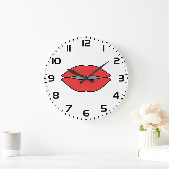 Fett Rote Lippen Pop Kunst Große Wanduhr (Von Creator hochgeladen)