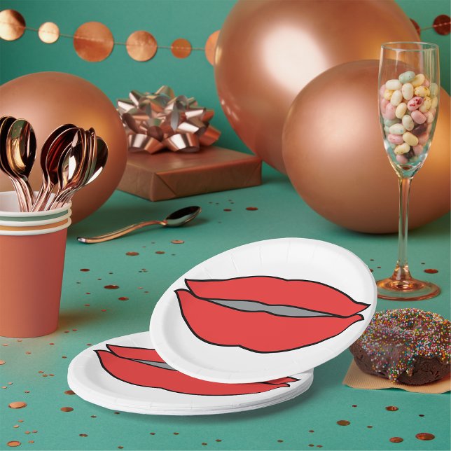 Fett Rote Lippen Pop Kunst Pappteller (Von Creator hochgeladen)