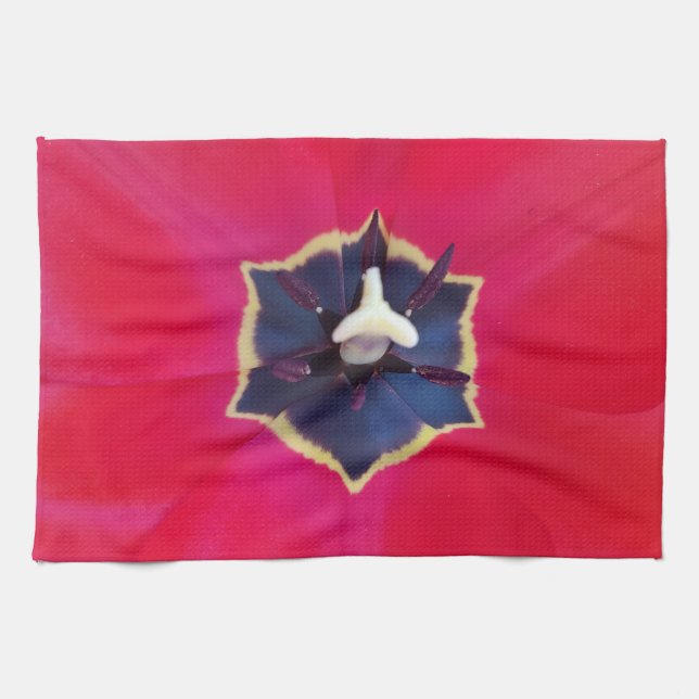 Fett Rote Tulip Blume Makro Naturfotografie Geschirrtuch (Horizontal)