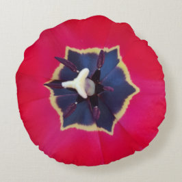 Fett Rote Tulip Blume Makro Naturfotografie Rundes Kissen