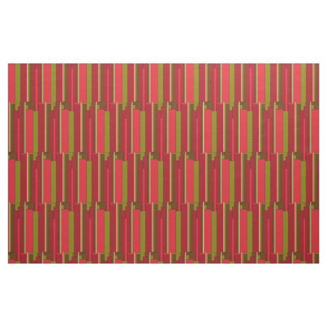 Fett rote und grüne Streifen Stoff (Fat Quarter (45,7 x 55,9 cm))