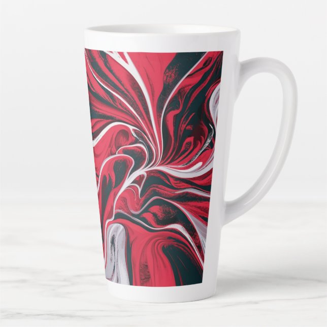 Fett roter, schwarzer und weißer Marmor | Milchtasse (Rechts)