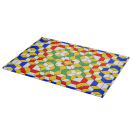 Fett rotes blaues Gelb und grünes geometrisches Mu Schneidebrett