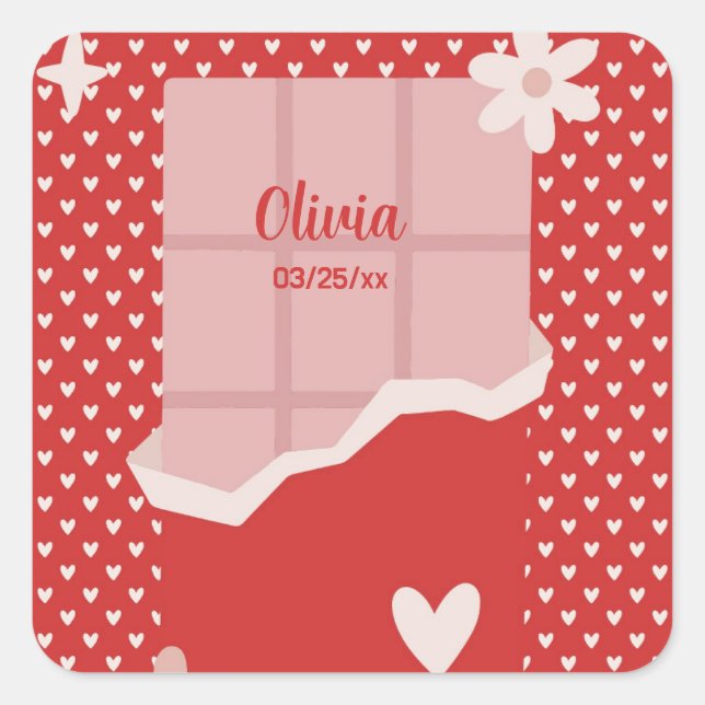 Fett rotes Herz Liebe Design - Perfekt für kundens Quadratischer Aufkleber (Vorderseite)