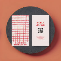 Fett rotes rosa Karomuster QR-Code für Handmade