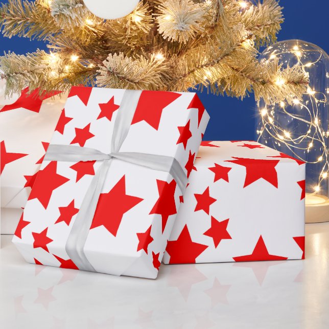 Fett rotes Stars Wrapping Paper Geschenkpapier (Feiertage)