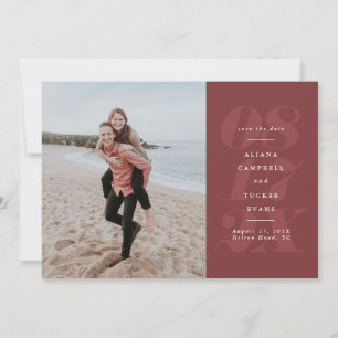 Fett rotes Terrakotta Foto Save-the-Date Save The Date