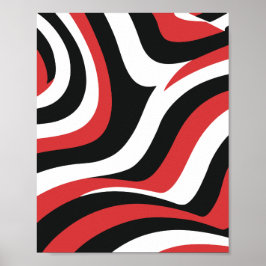 Fett rotes und schwarzes Wellenmuster Poster