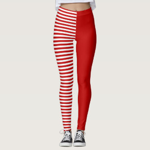 Fett rotes und weißes Streifenmuster Modernes Mini Leggings