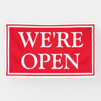 Fett rotes weißes Geschäft Wir sind Open Banner