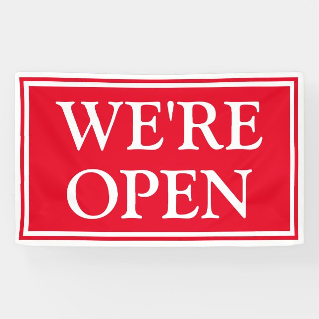 Fett rotes weißes Geschäft Wir sind Open Banner (Horizontal)