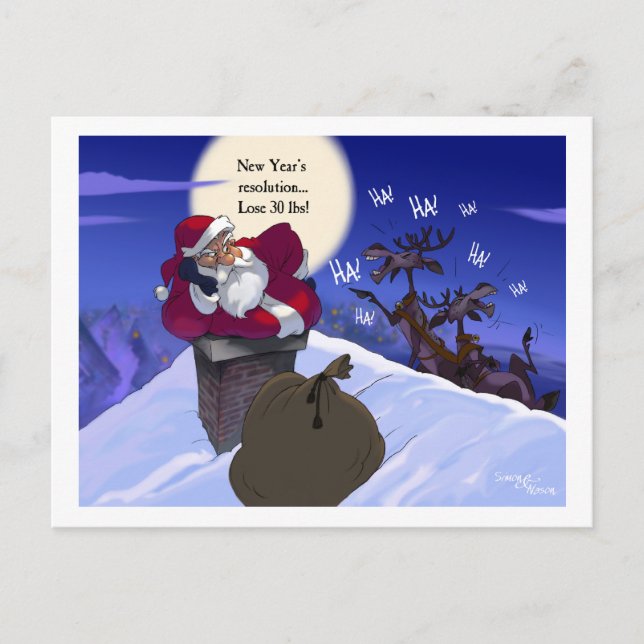 Fett Santa Feiertagspostkarte (Vorderseite)