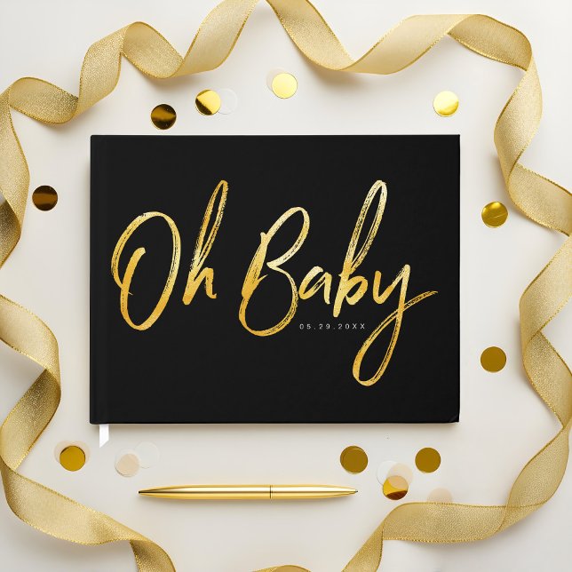 Fett saubere Moderne Oh Baby Typographic Baby Dusc Gästebuch (Bold Clean Modern Oh Baby Typographic Baby Shower Guest Book)