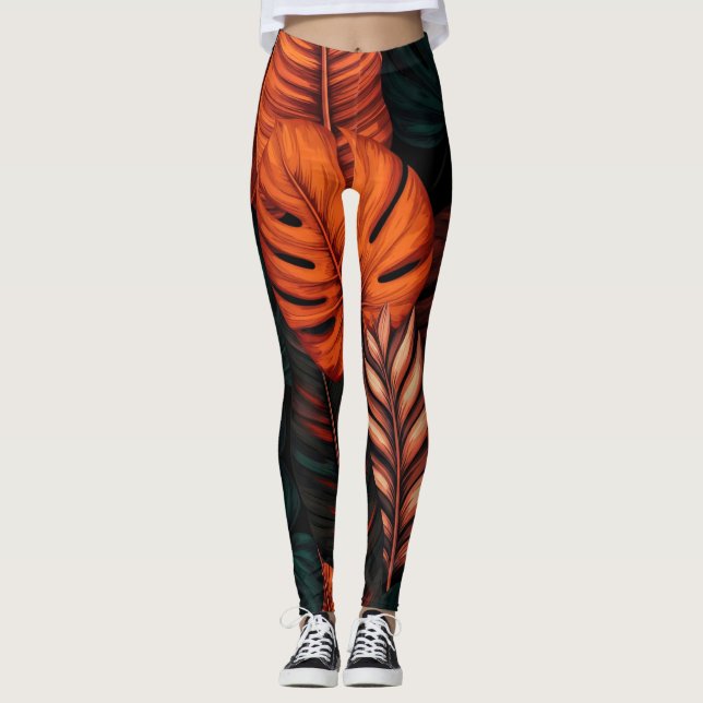 Fett & schön: Leggings aus tropischem Leaf (Vorderseite)