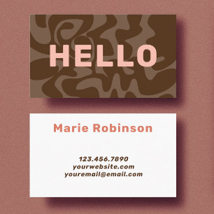 Fett Schriftart Retro Dark Brown Blush Pink Hallo Visitenkarte