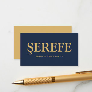 Fett Schriftart "Şerefe" Türkisches Gratis Drink T Begleitkarte