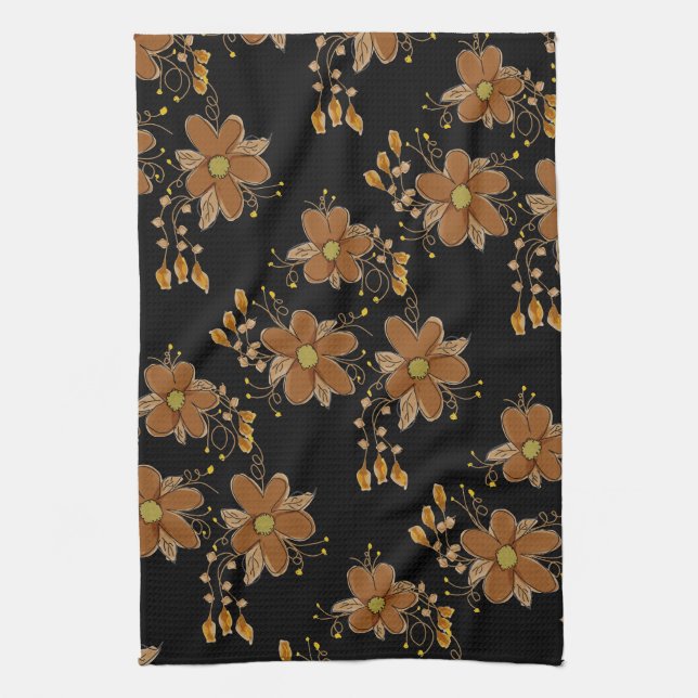 Fett schwarz braun und gold küchentuch (Vertikal)