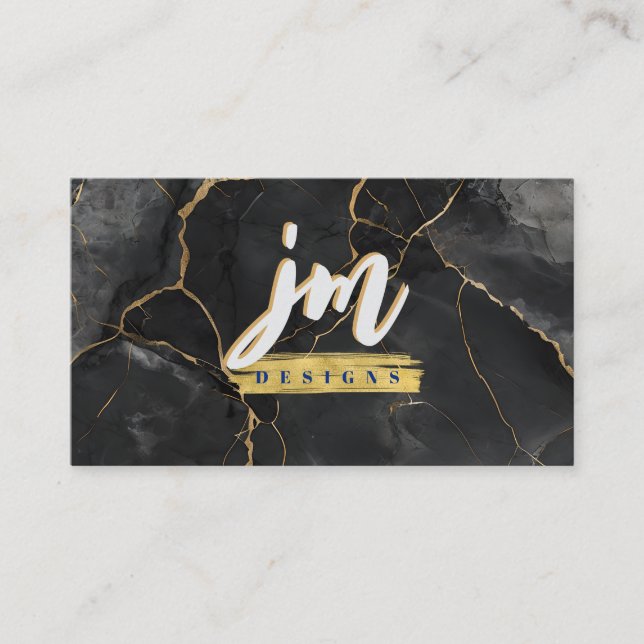 Fett Schwarz & Gold Marmor Moderne Visitenkarte (Vorderseite)