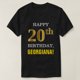 Fett, schwarz, Imitate Gold 20. Geburtstag mit Nam T-Shirt