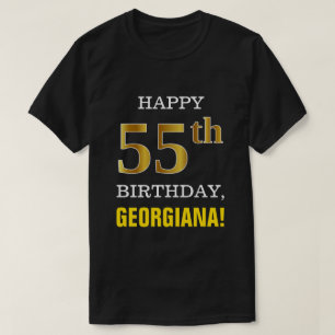 Fett, schwarz, Imitate Gold 55. Geburtstag mit Nam T-Shirt
