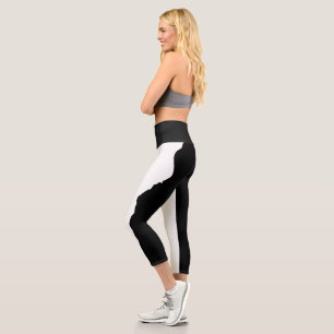 Fett schwarz mit klassisch weißem einzigartigem St Capri Leggings