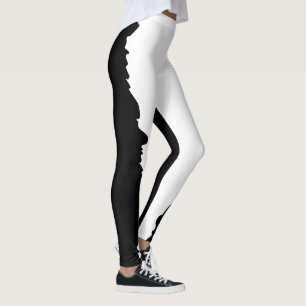 Fett Schwarz mit klassischem weißen stilvollen Des Leggings