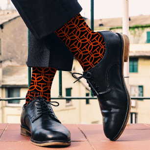 Fett Schwarz-Orange Geometrisches Muster Unisex Ad Socken