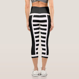 Fett schwarz und weiß gestreift capri leggings