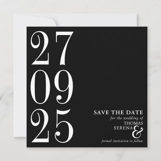 Fett Schwarz-Weiß Monochrome Moderne Moderne Save The Date (Vorderseite)