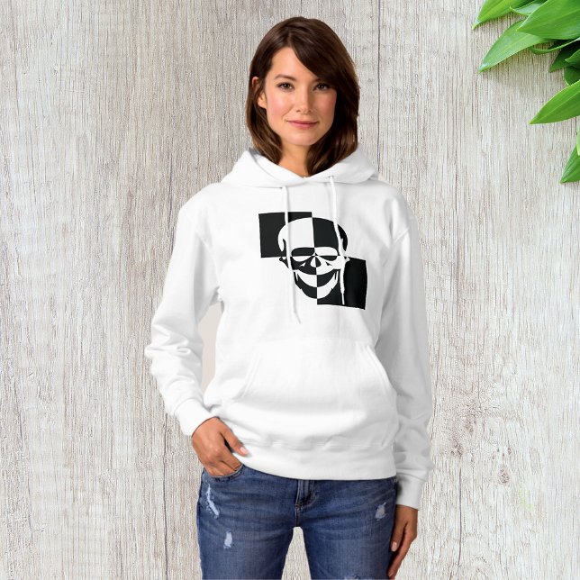 Fett Schwarz-Weiß-optische Illusion Skull-Design Hoodie (Von Creator hochgeladen)