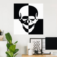 Fett Schwarz-Weiß-optische Illusion Skull-Design