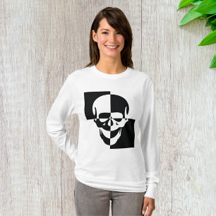 Fett Schwarz-Weiß-optische Illusion Skull-Design T-Shirt