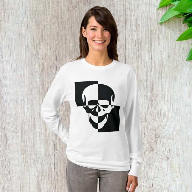 Fett Schwarz-Weiß-optische Illusion Skull-Design T-Shirt (Von Creator hochgeladen)