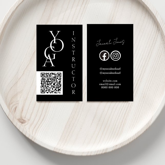 Fett Schwarz-Weiß QR Code Social Media Visitenkarte (Bold Black and White QR Code Social Media Business Card)