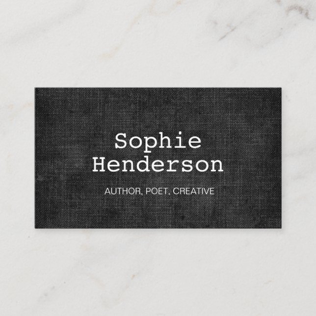 Fett Schwarz-Weiß-Schreibstil-Autor Visitenkarte (Vorderseite)