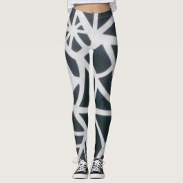 Fett Schwarz & Weiß Spider Web Geometric Muster. Leggings