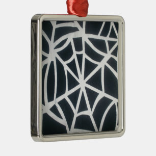 Fett Schwarz-Weiß-Spider-Webgeometrie Ornament Aus Metall
