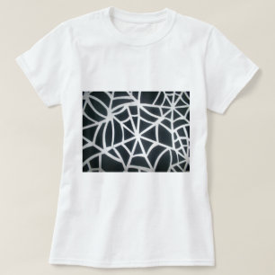 Fett Schwarz-Weiß-Spider-Webgeometrie T-Shirt
