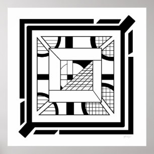 Fett Schwarz-weiße Geometrie, Abstrakte Linie Art Poster