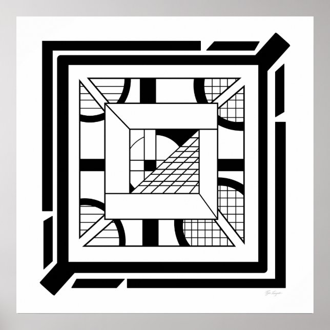 Fett Schwarz-weiße Geometrie, Abstrakte Linie Art Poster (Vorne)