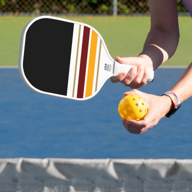 Fett Schwarz-weiße, tiefgelbe Streifen Pickleball Schläger (InSitu)