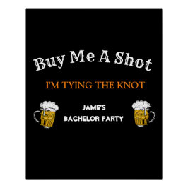 Fett Schwarz-weißer Bachelor-Party-Hintergrund Poster