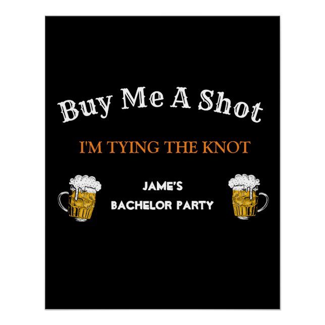 Fett Schwarz-weißer Bachelor-Party-Hintergrund Poster (Vorderseite)