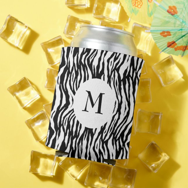 Fett Schwarz-weißes Zebra-Druckmuster Cooles Monog Dosenkühler (In Situ Sommer)