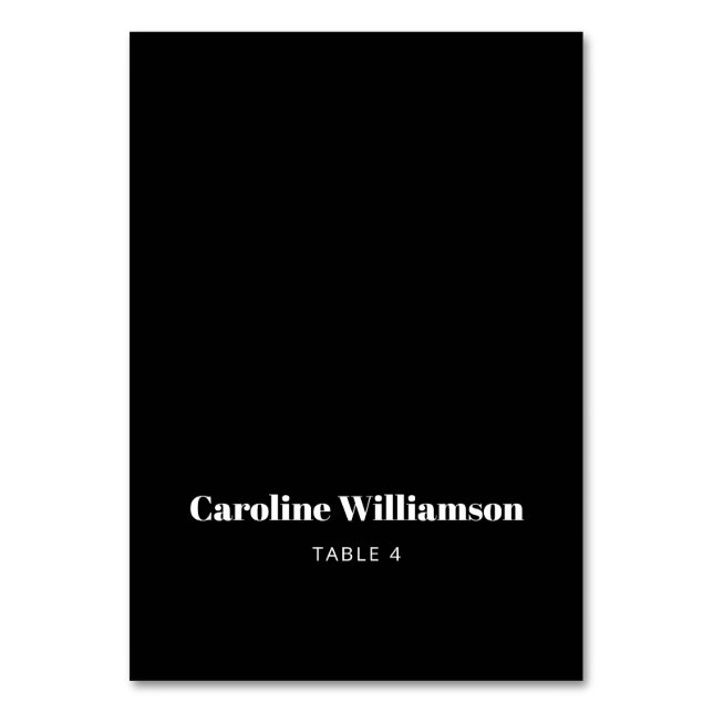 Fett Schwarze Typografie benutzerdefinierte Table- Tischnummer (Vorderseite)