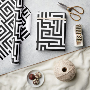 Fett Schwarze und Weiße Moderne Geometrische Luxus Geschenkpapier
