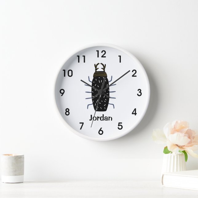 Fett schwarzer Käfer-Bugantennen Jungs Zimmer cool Uhr (Zuhause)