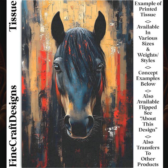 Fett Schwarzes Pferd Hengst Portrait DE8R Decoupag Seidenpapier (Von Creator hochgeladen)