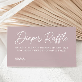Fett-Script-Dusty Lila Baby Duwer Diaper Raffle Begleitkarte
